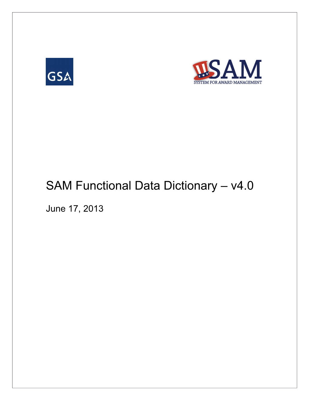 SAM Functional Data Dictionary V4.0