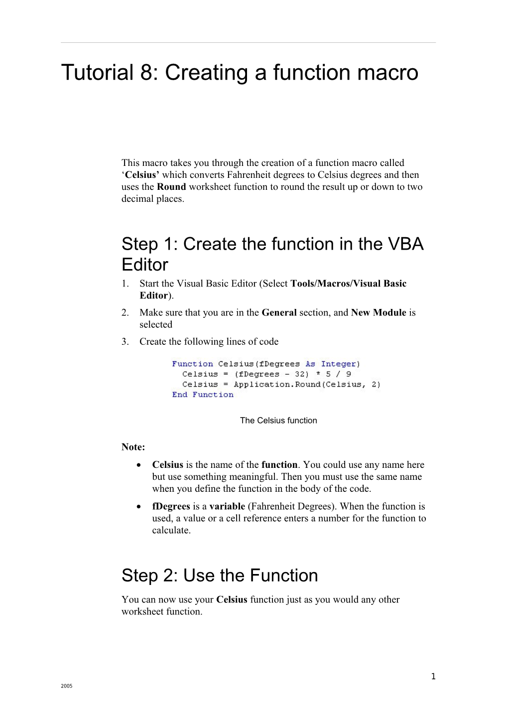 Tutorial 8: Creating a Function Macro