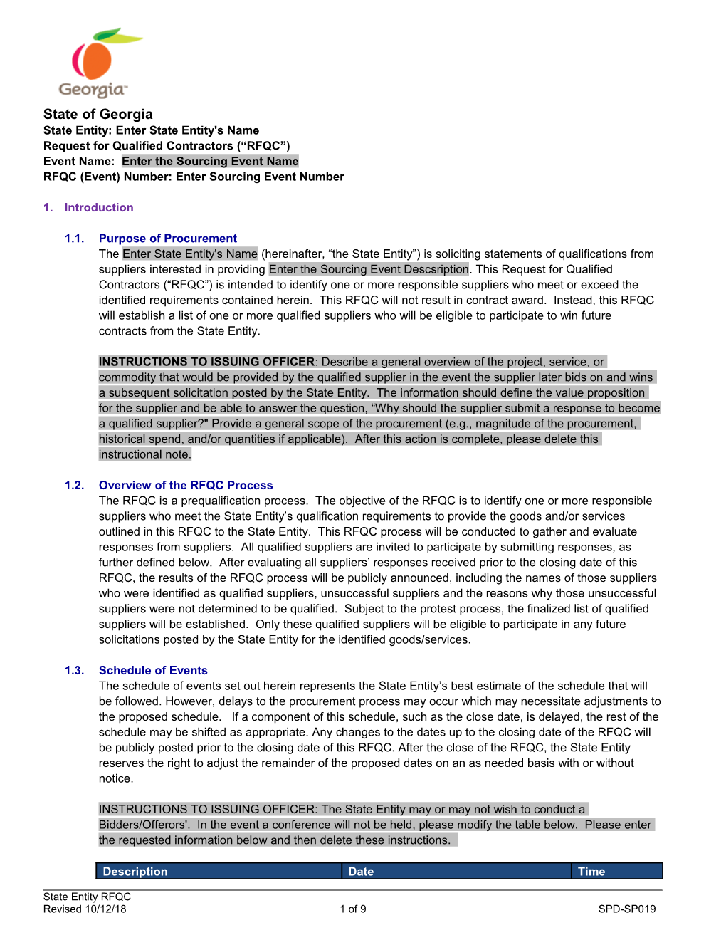 SPD-SP019: State Entity RFQC Template