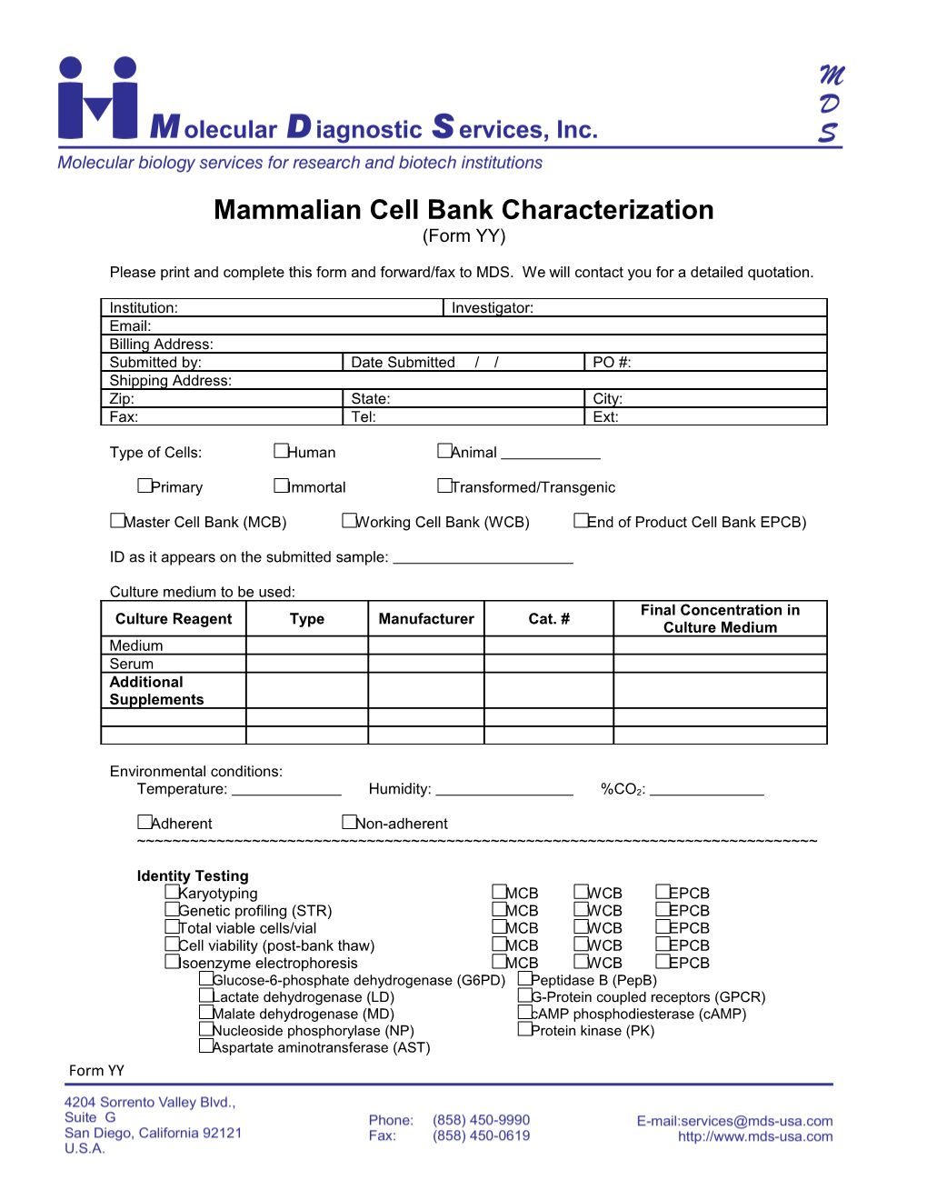Mammalian Cell Bank Characterization
