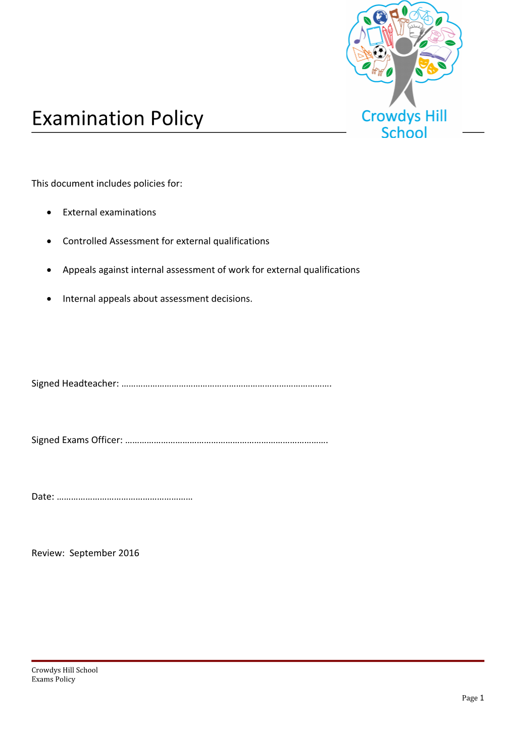 This Document Includes Policies For