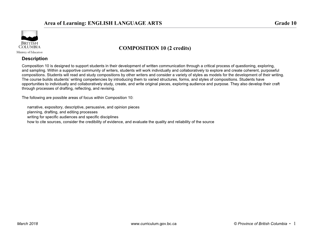 English Language Arts - Composition 10