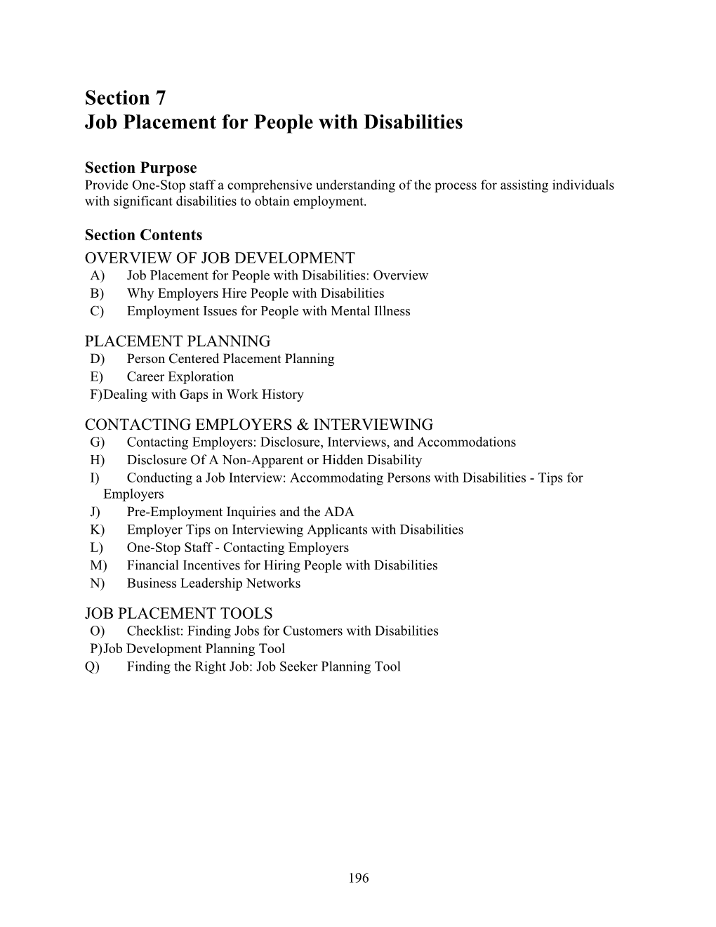 Job Placement for People with Disabilities