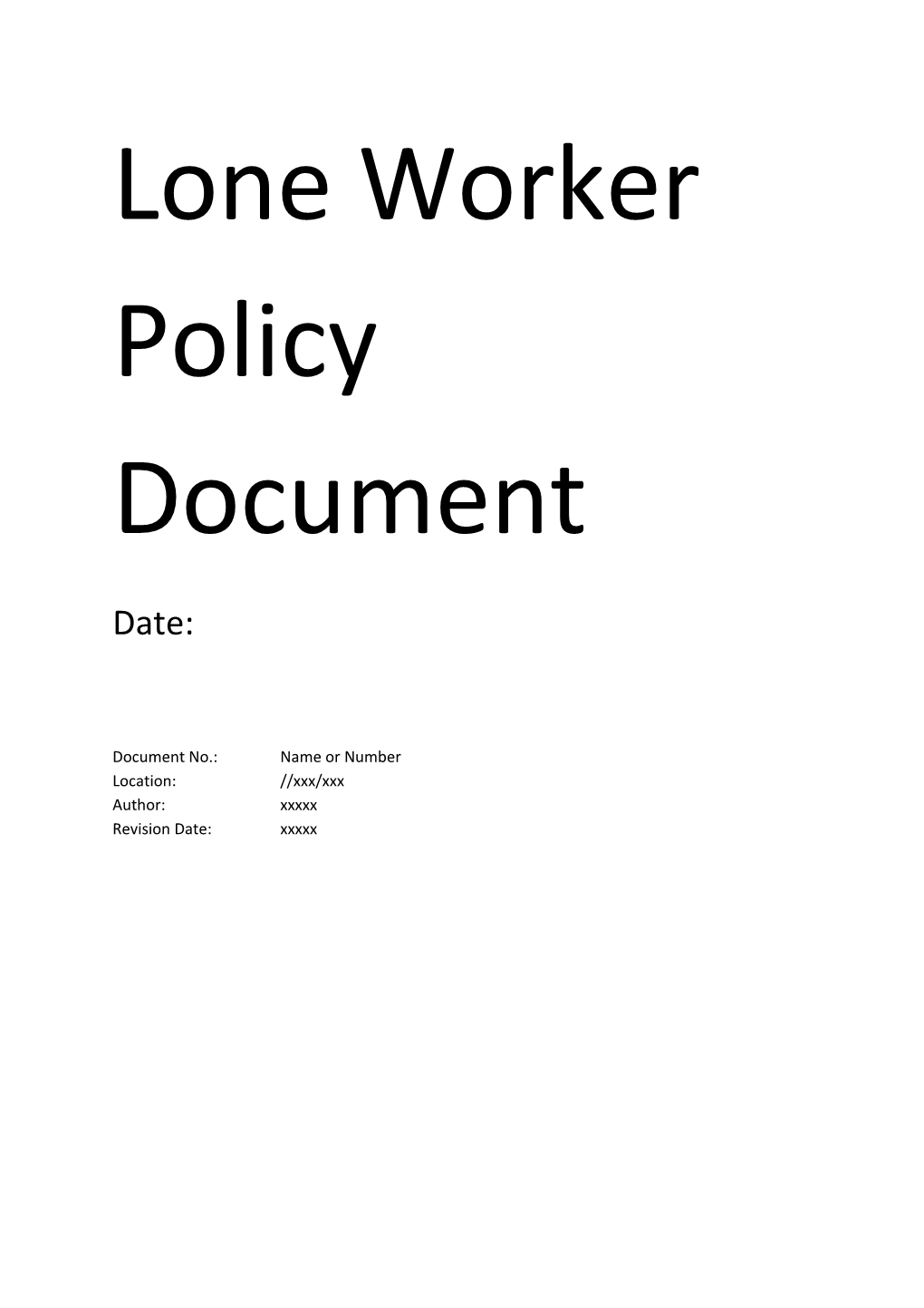 Lone Worker Policy Document