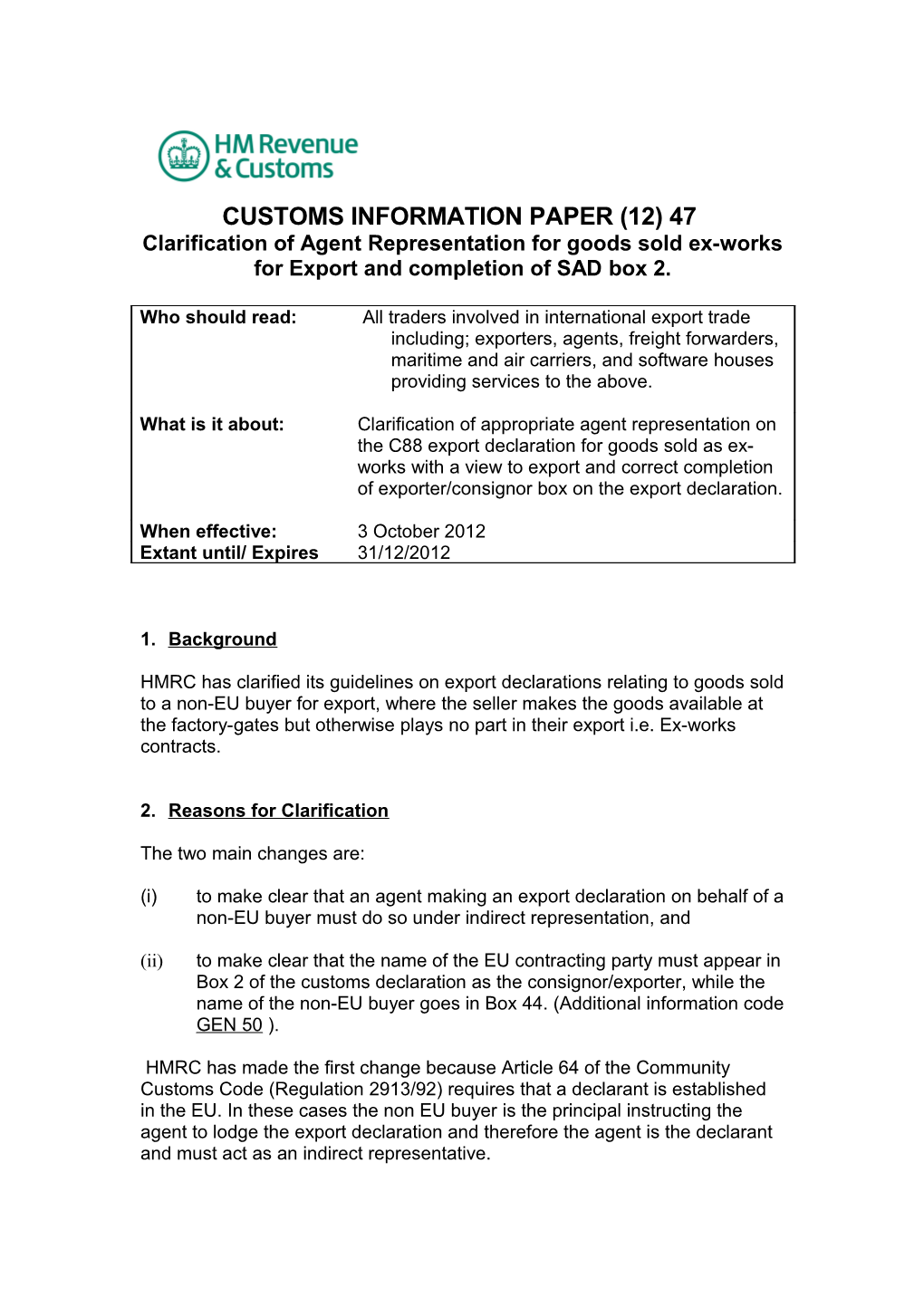 Customs Information Paper (12) 47