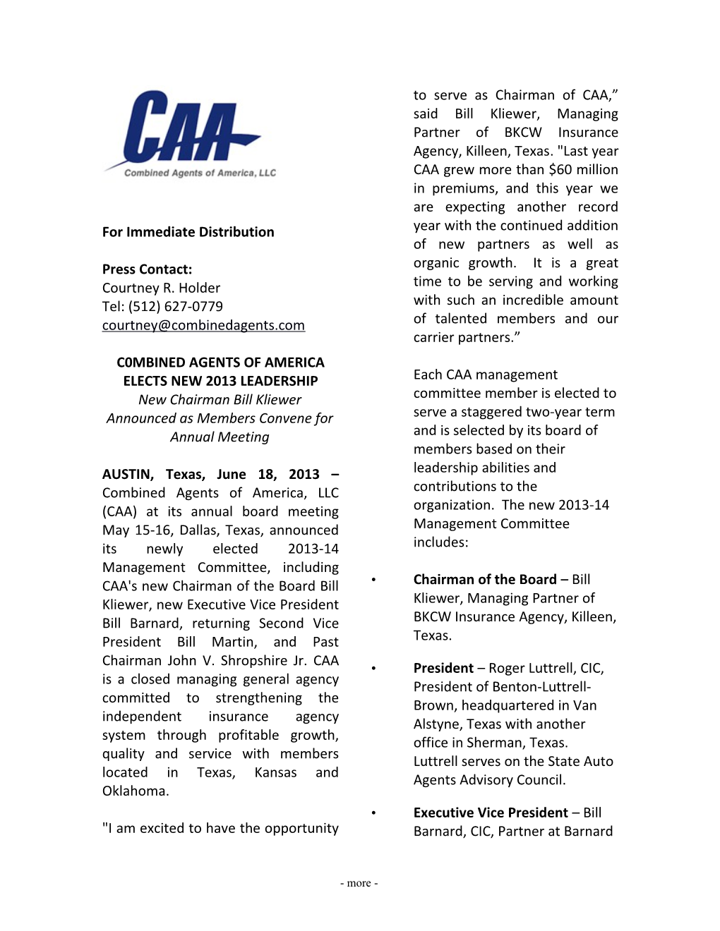 CAA: Strengthening the Independent Insurance Agency System Through Profitable Growth, Quality