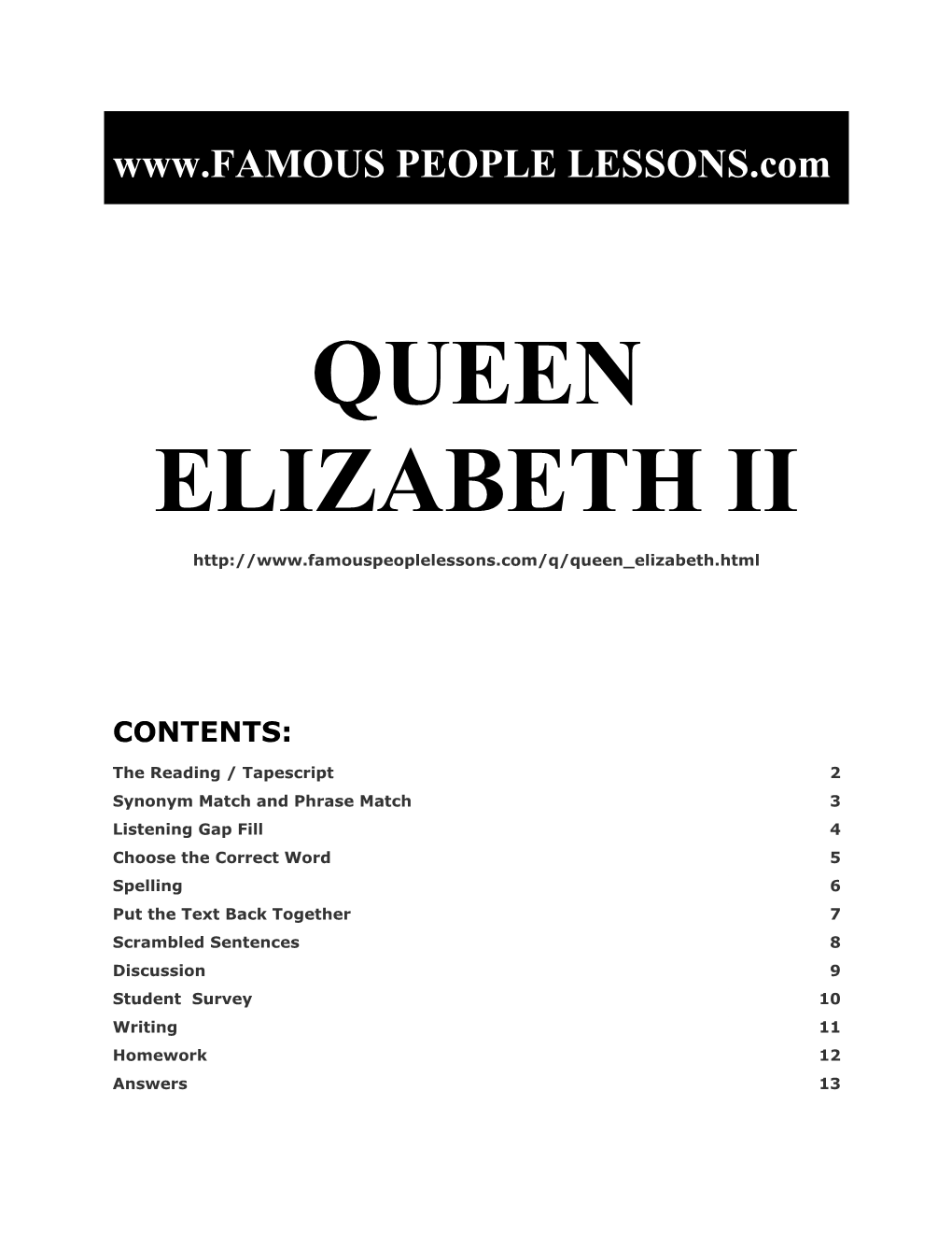Famous People Lessons - Queen Elizabeth II