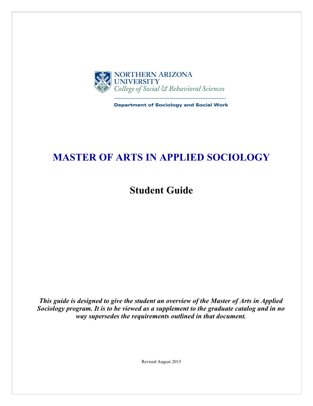 Master of Arts in Applied Sociology