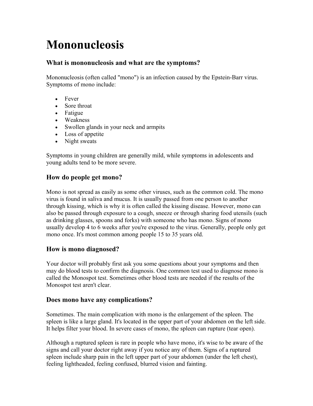 What Is Mononucleosis and What Are the Symptoms?