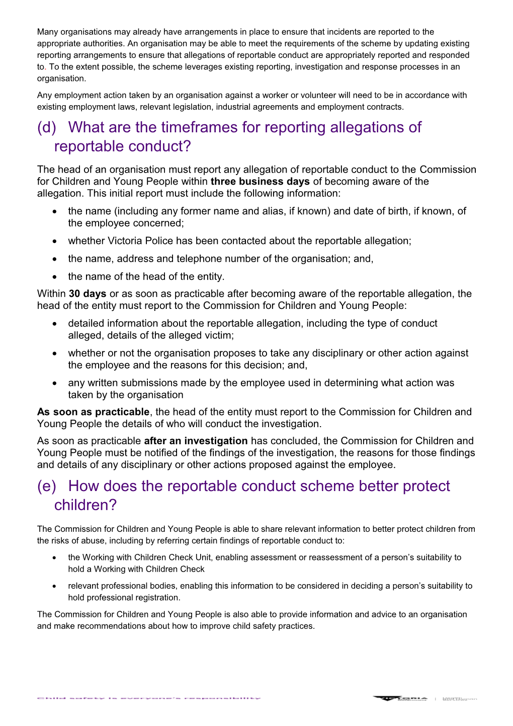 Victoria S New Reportable Conduct Scheme - Factsheet