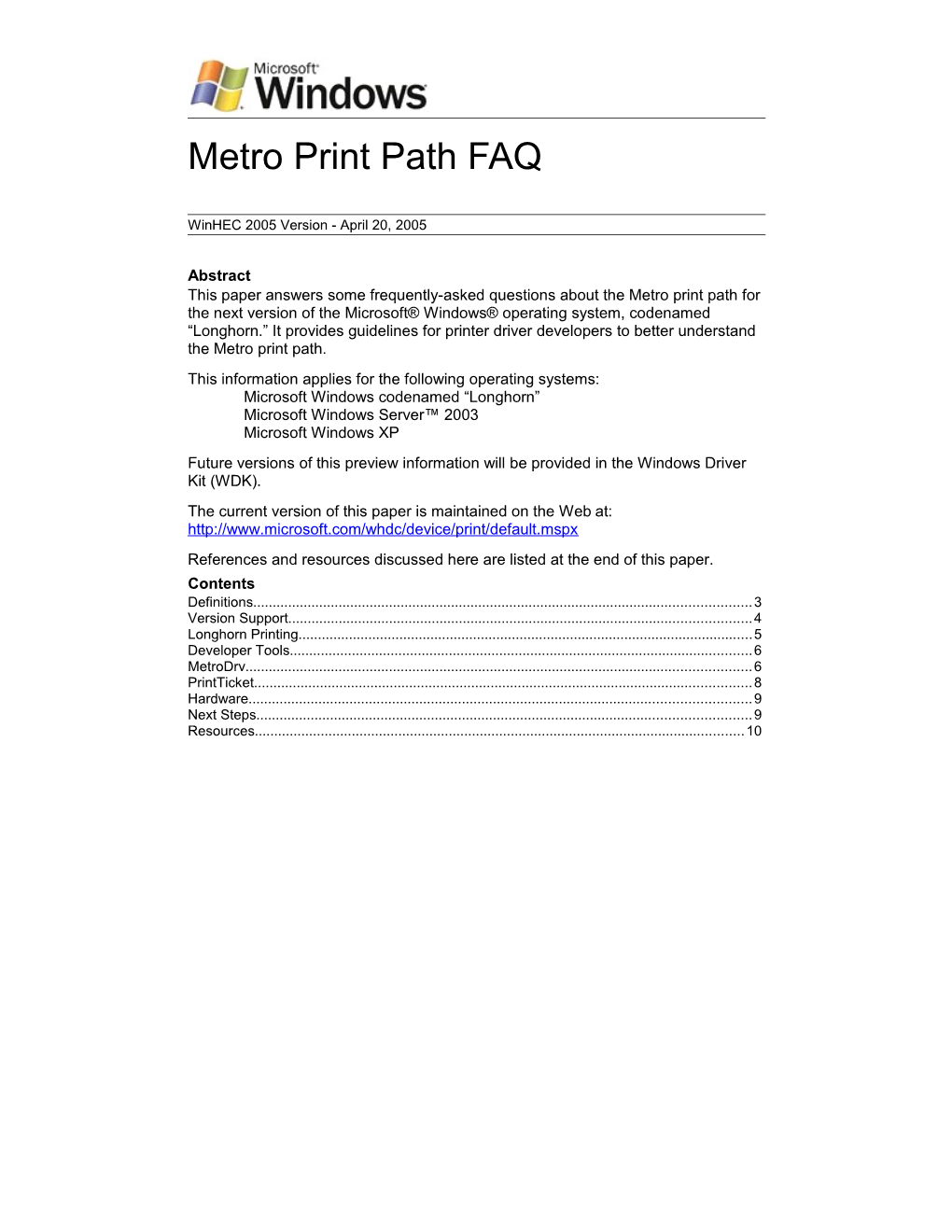 Metro Print Path FAQ