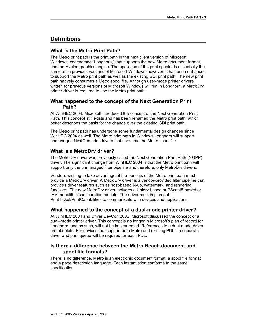 Metro Print Path FAQ