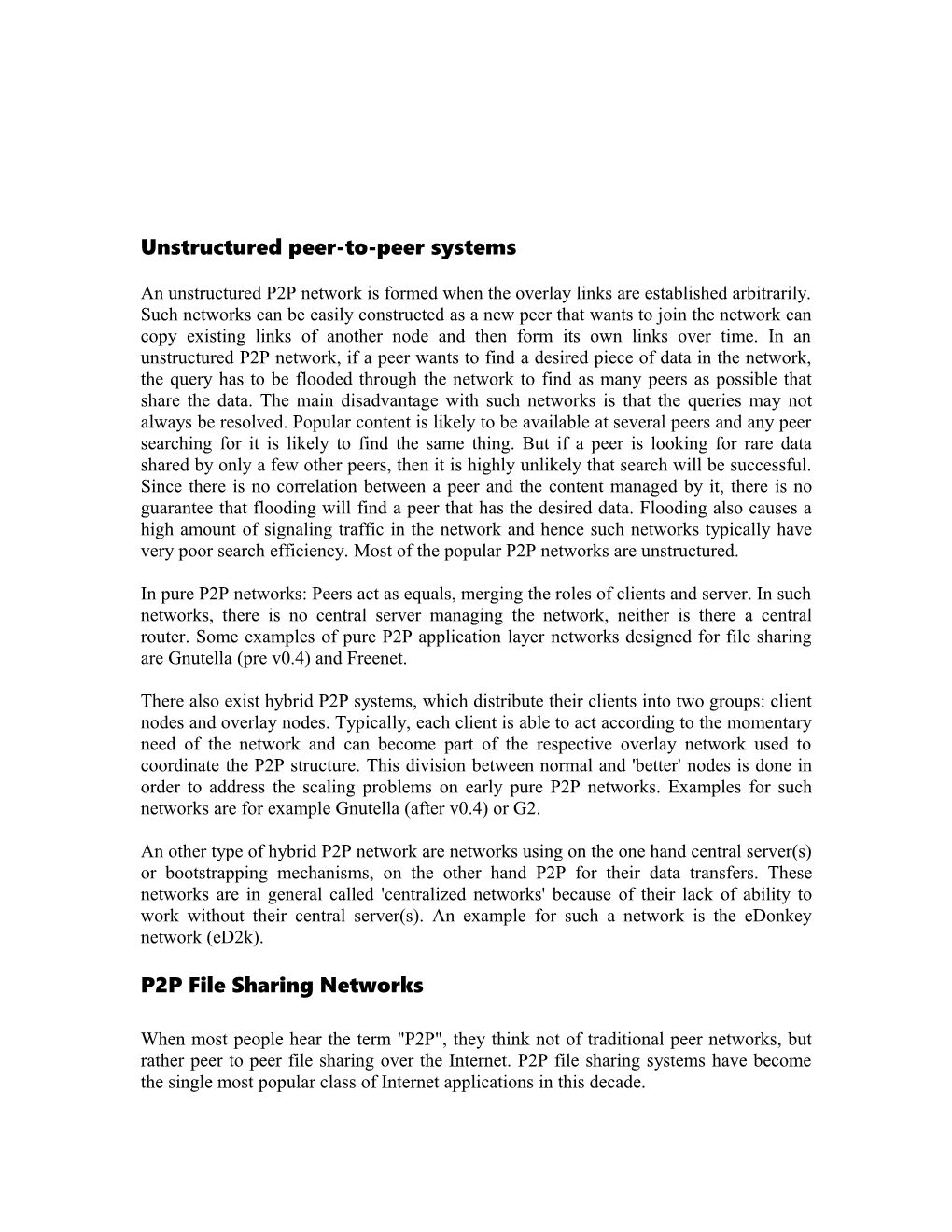Peer to Peer (P2P) Network