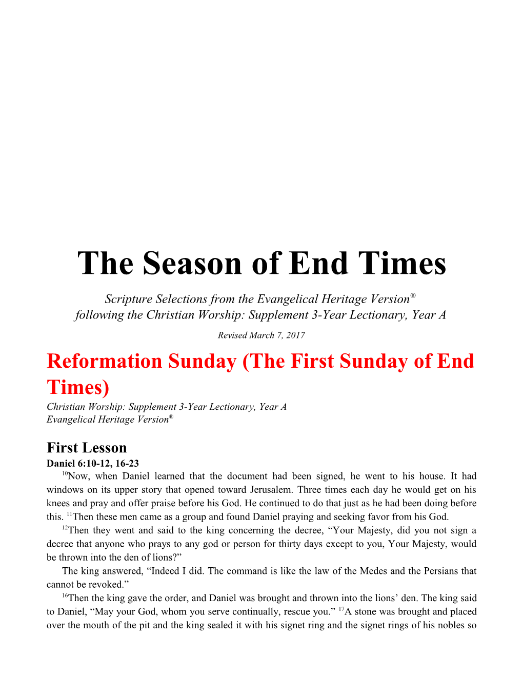 The Season of End Times