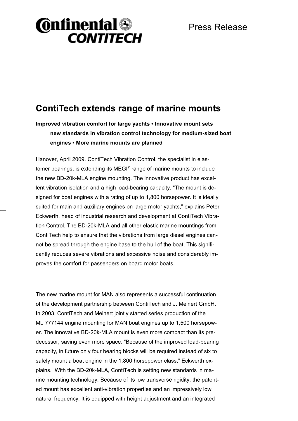 Contitech Extends Range of Marine Mounts