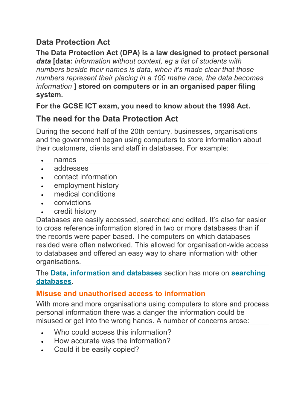 For the GCSE ICT Exam, You Need to Know About the 1998 Act
