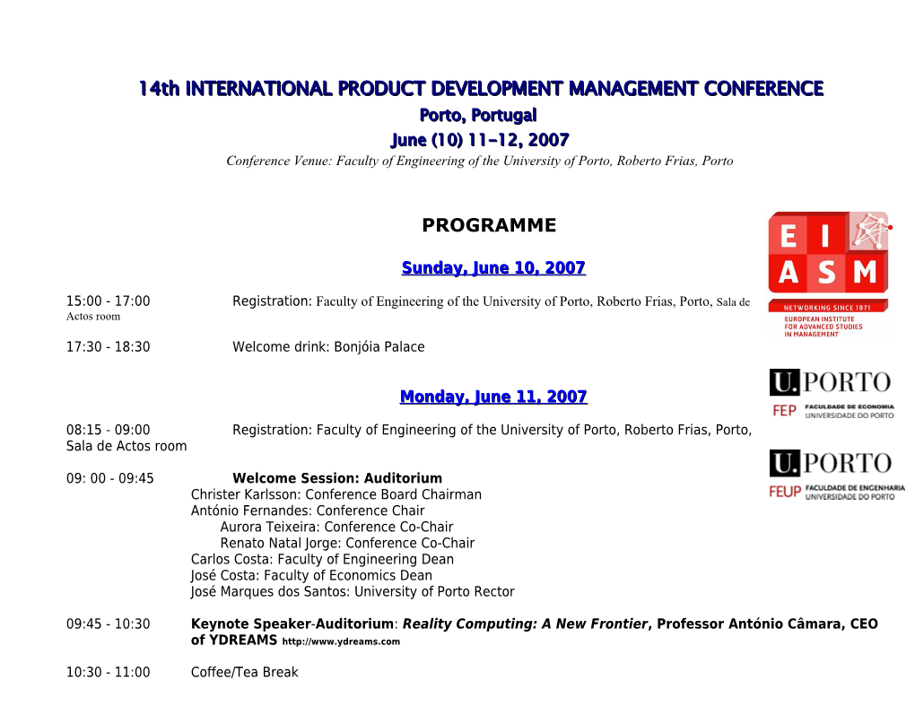 14Th INTERNATIONAL PRODUCT DEVELOPMENT MANAGEMENT CONFERENCE