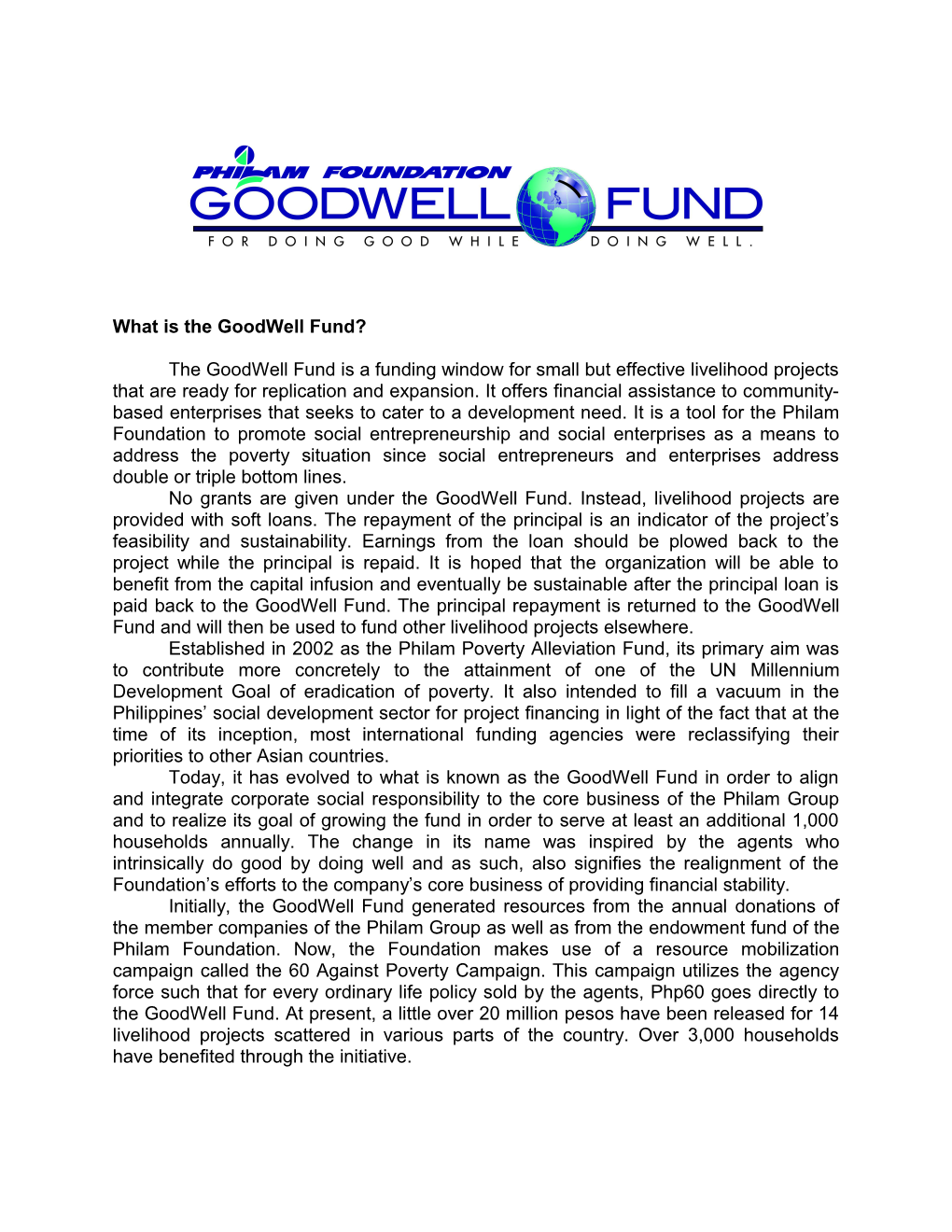 What Is the Goodwell Fund