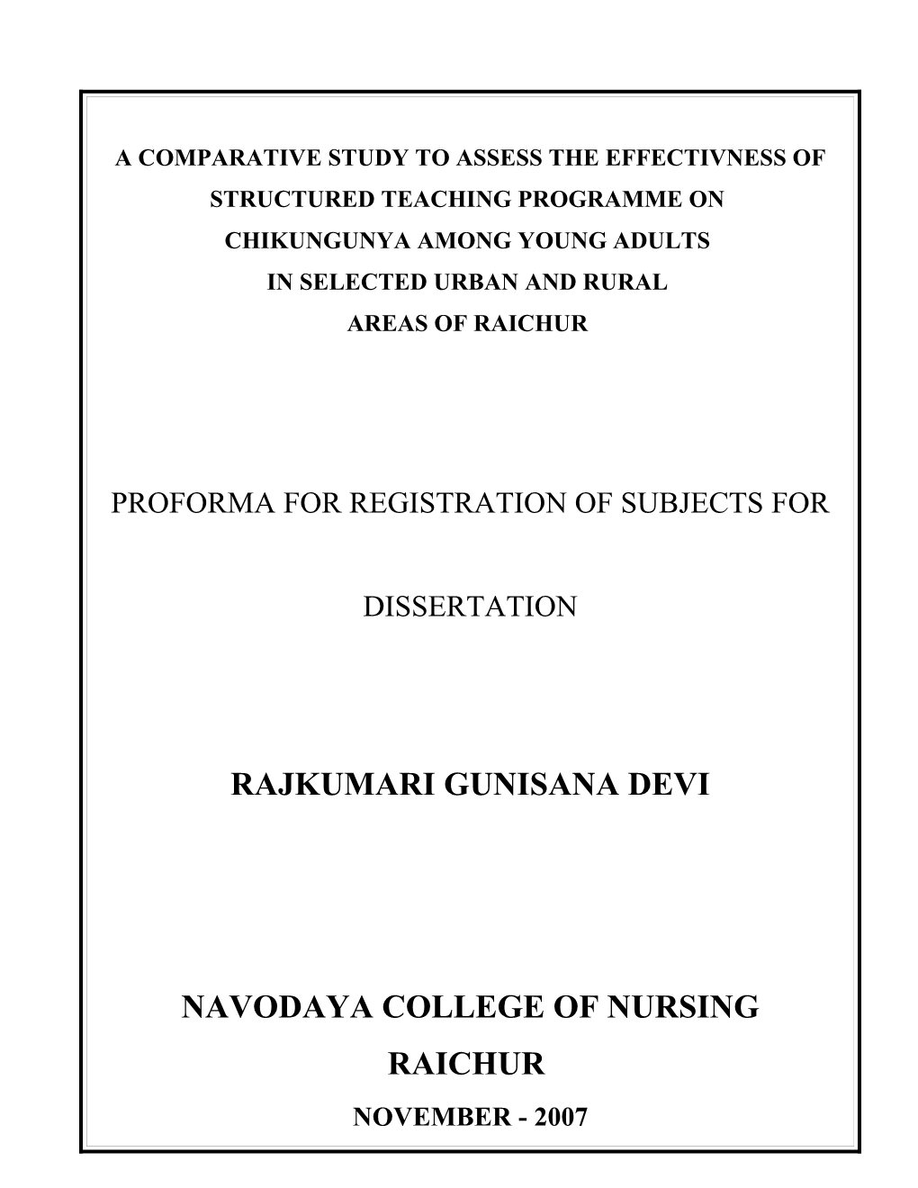 A COMPARATIVE STUDY to Assess the Effectivness of Structured Teaching Programme On