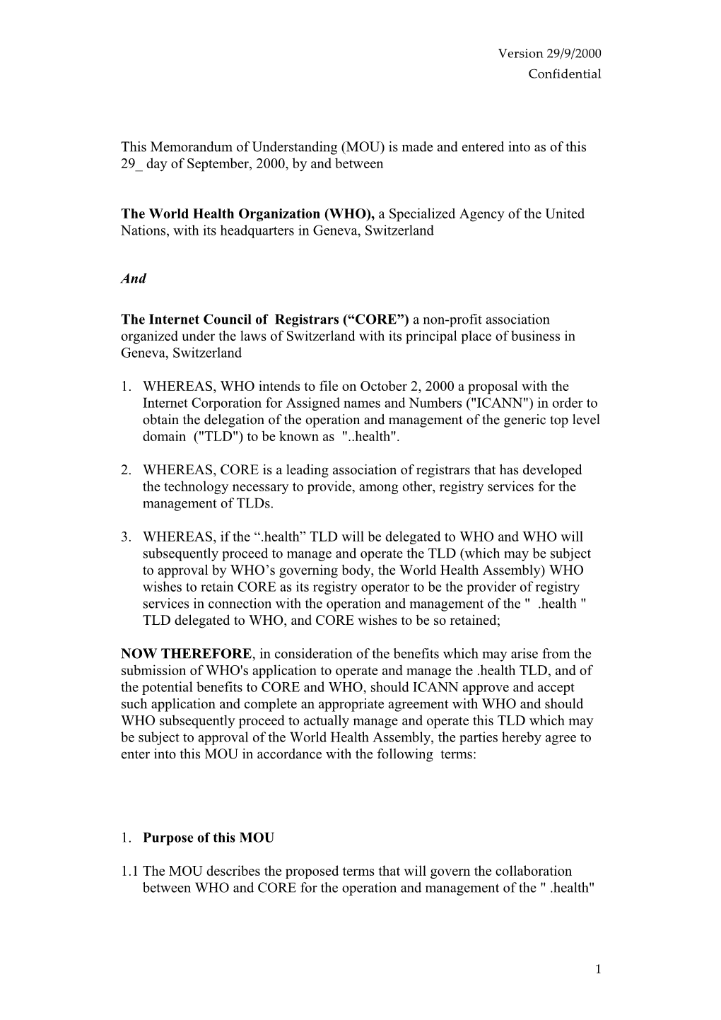 This Memorandum of Understanding (MOU) Is Made and Entered Into As of This 29 Day of September