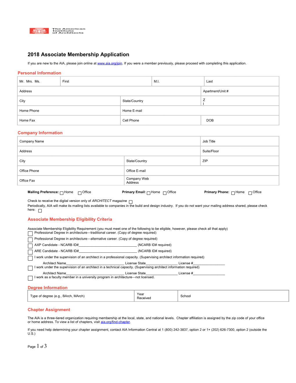 2018Associate Membership Application