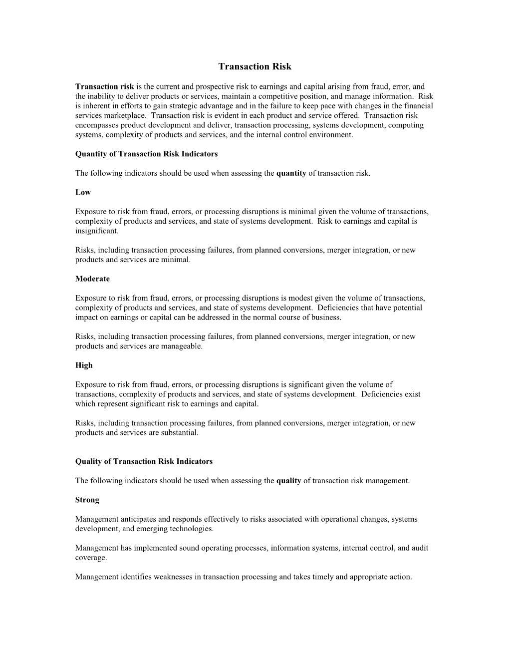 Quantity of Transaction Risk Indicators