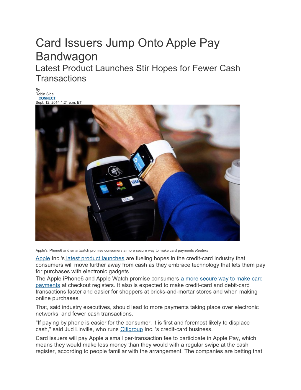 Card Issuers Jump Onto Apple Pay Bandwagon