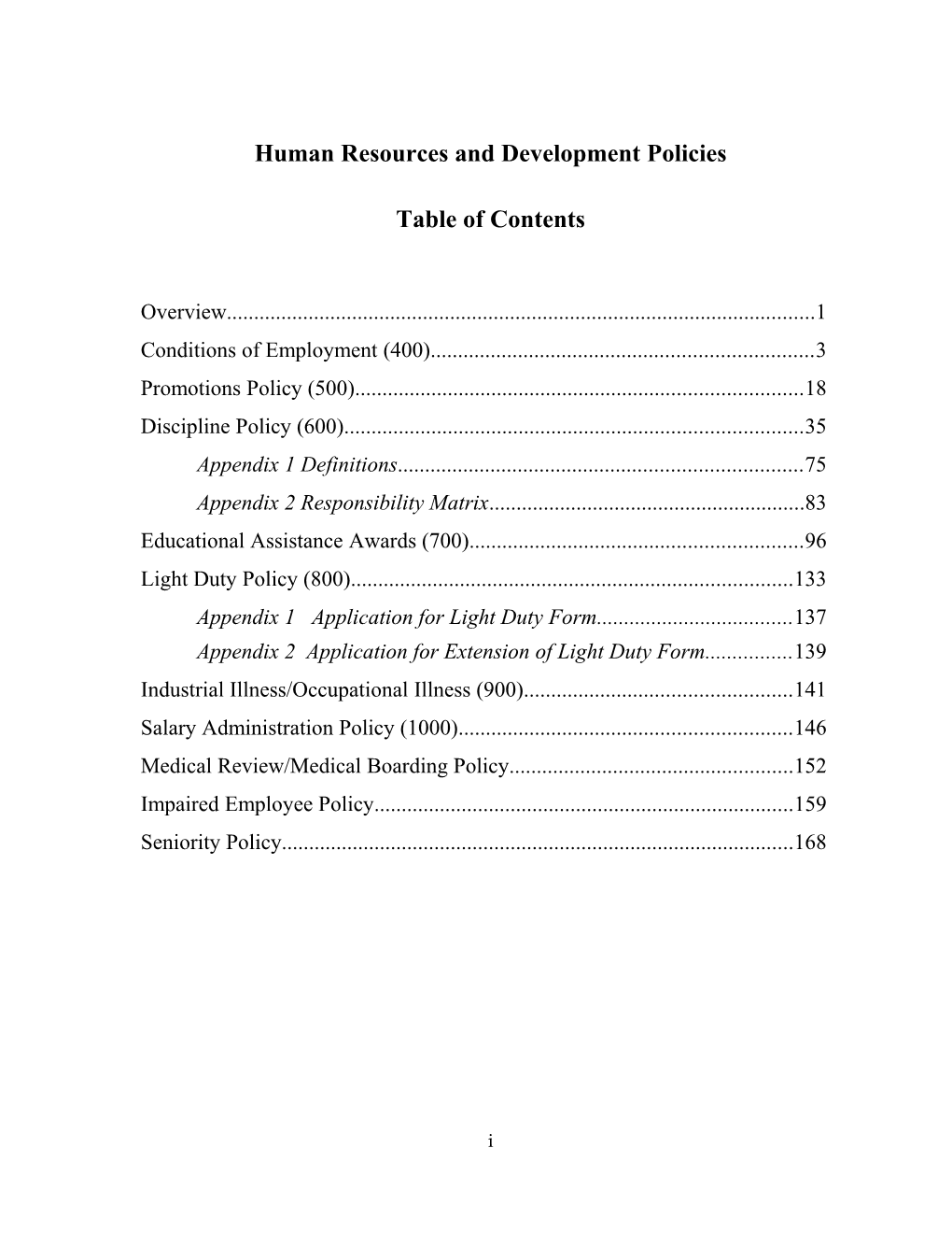 Human Resources Training & Development Policies