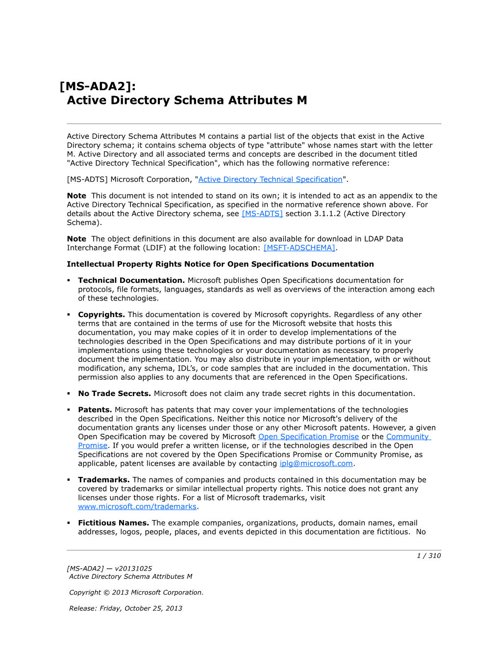 MS-ADA2 : Active Directory Schema Attributes M