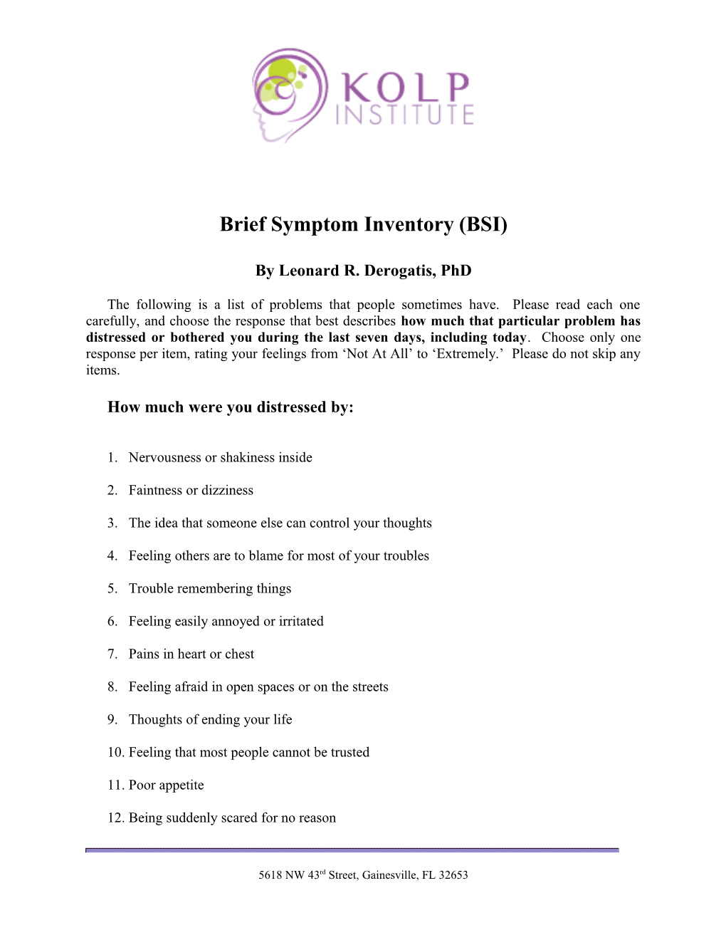 Brief Symptom Inventory(BSI)