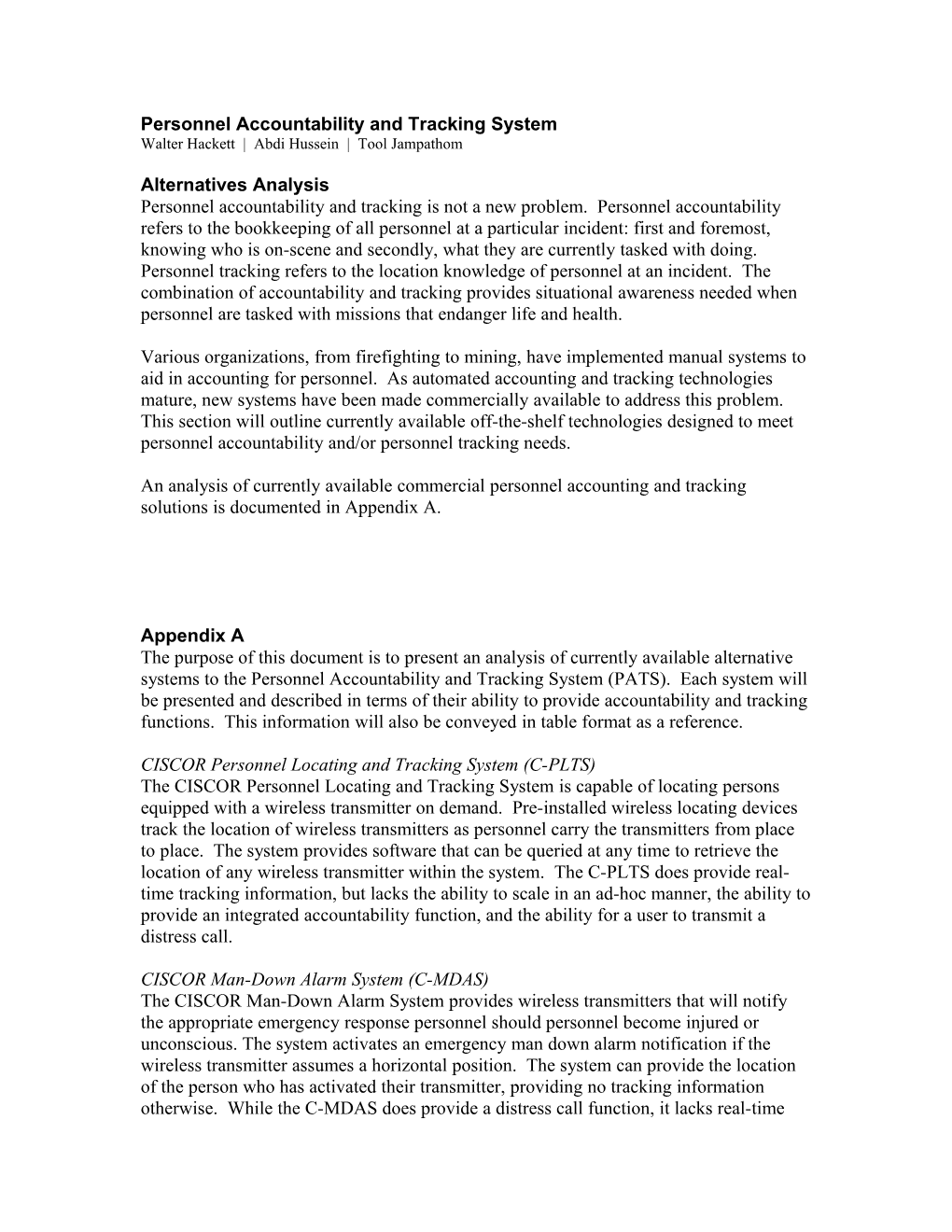 Personnel Accountability and Tracking System