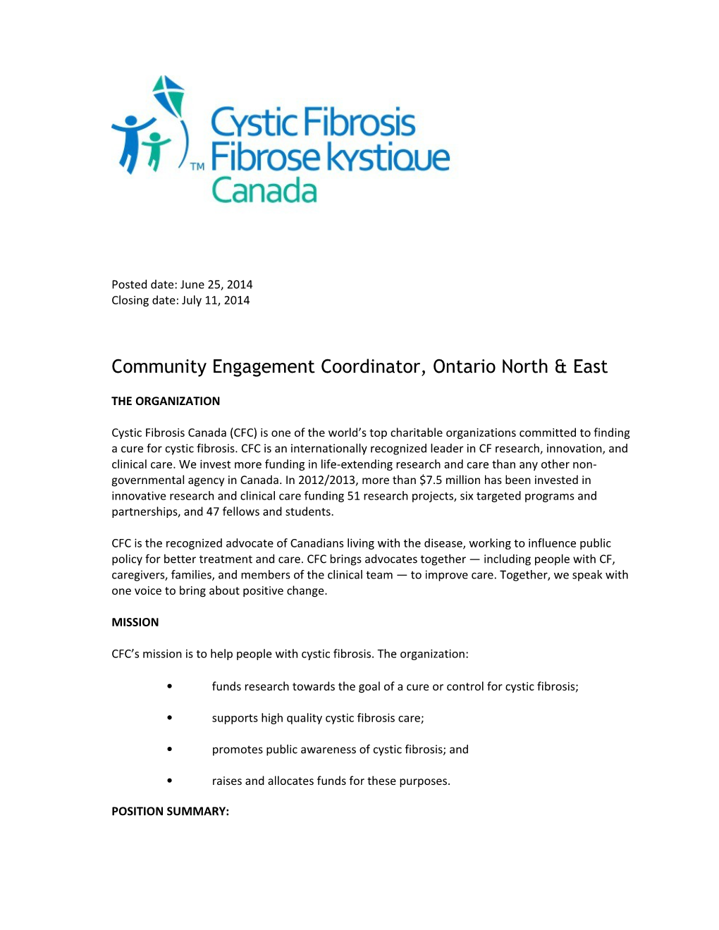 Community Engagement Coordinator, Ontario North & East