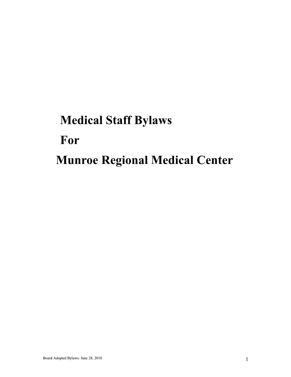 Medical Staff Bylaws