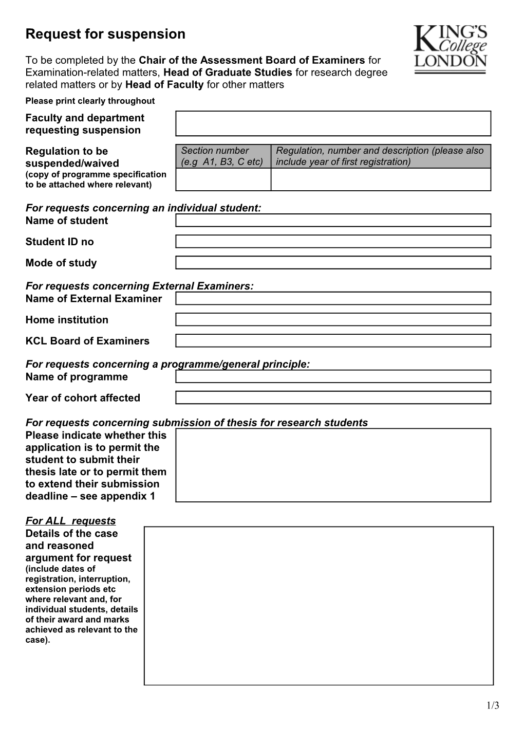 Request for Suspension Form 2013-14