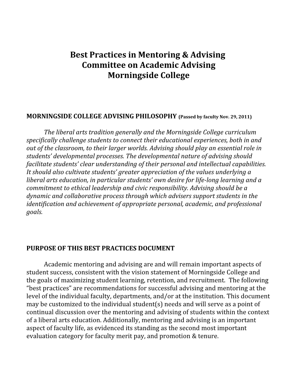 Best Practices in Mentoring Advising