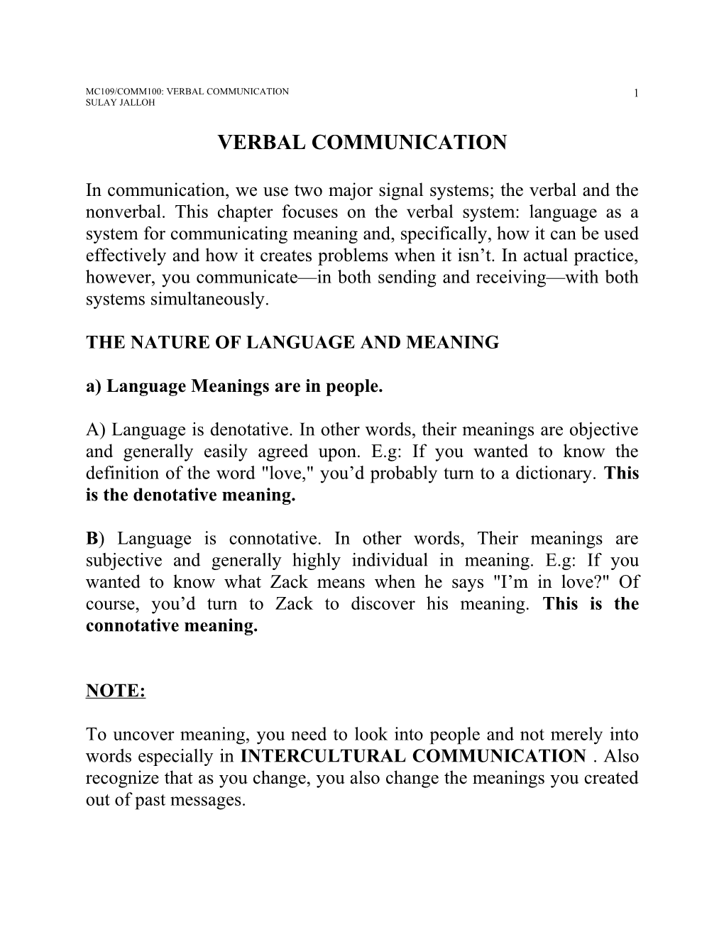 Verbal Communication