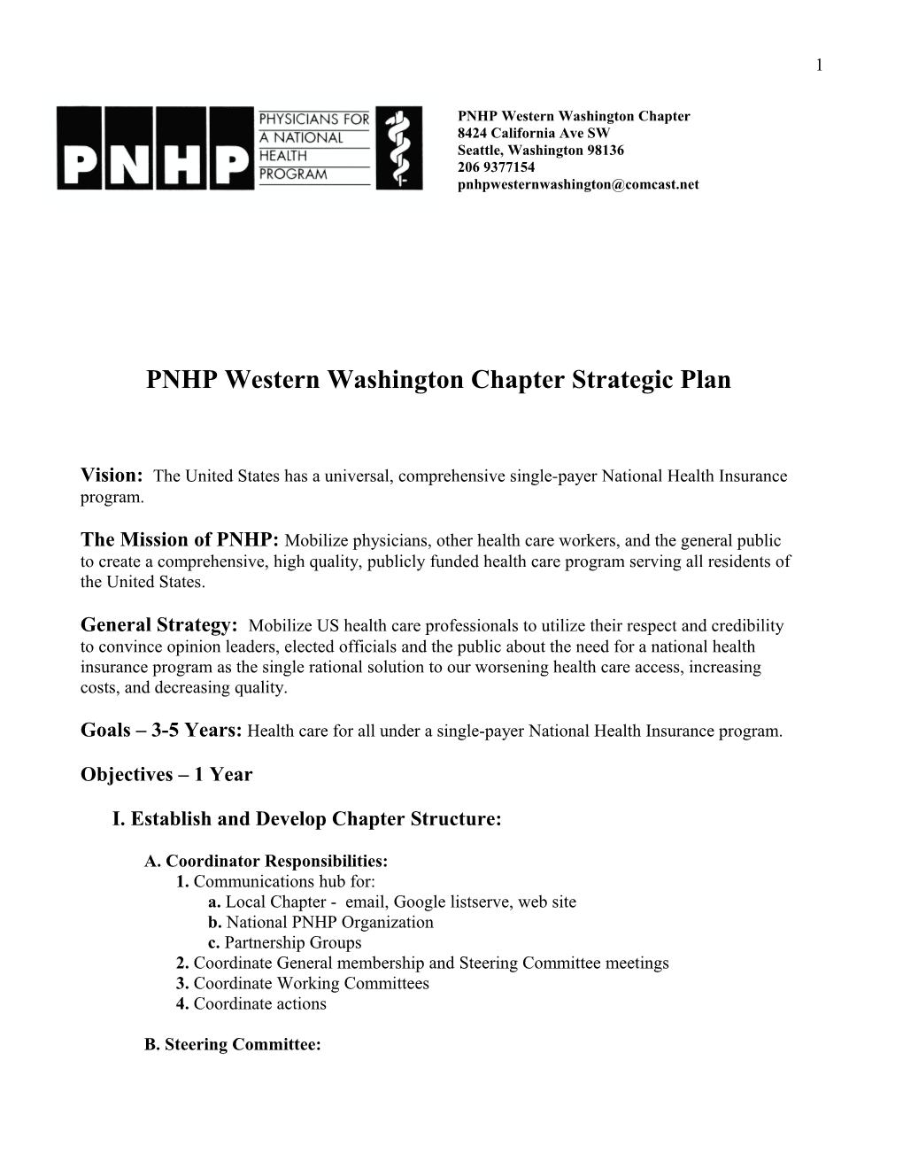 PNHP Strategic Plan (TERRY GARDINER)