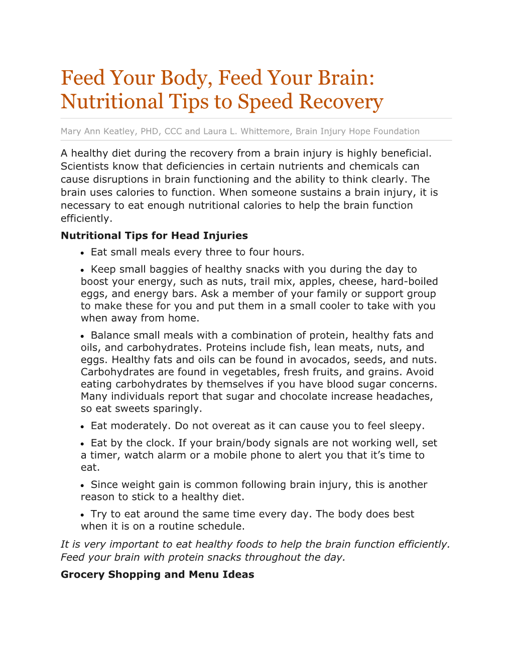 Feed Your Body, Feed Your Brain: Nutritional Tips to Speed Recovery