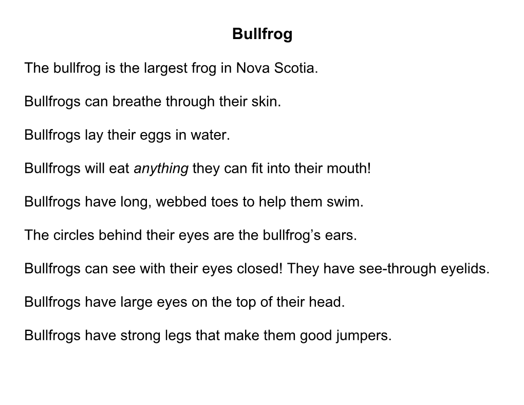 The Bullfrog Is the Largest Frog in Nova Scotia