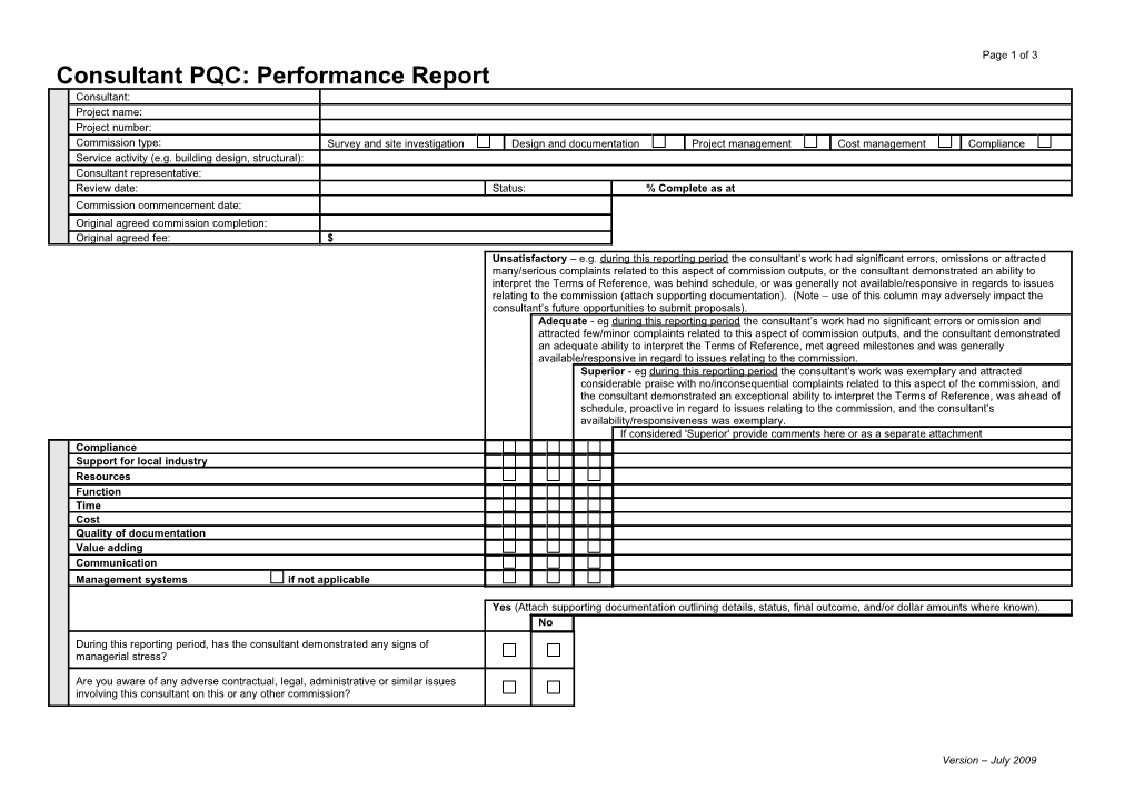 PQC Consultant Performance Report