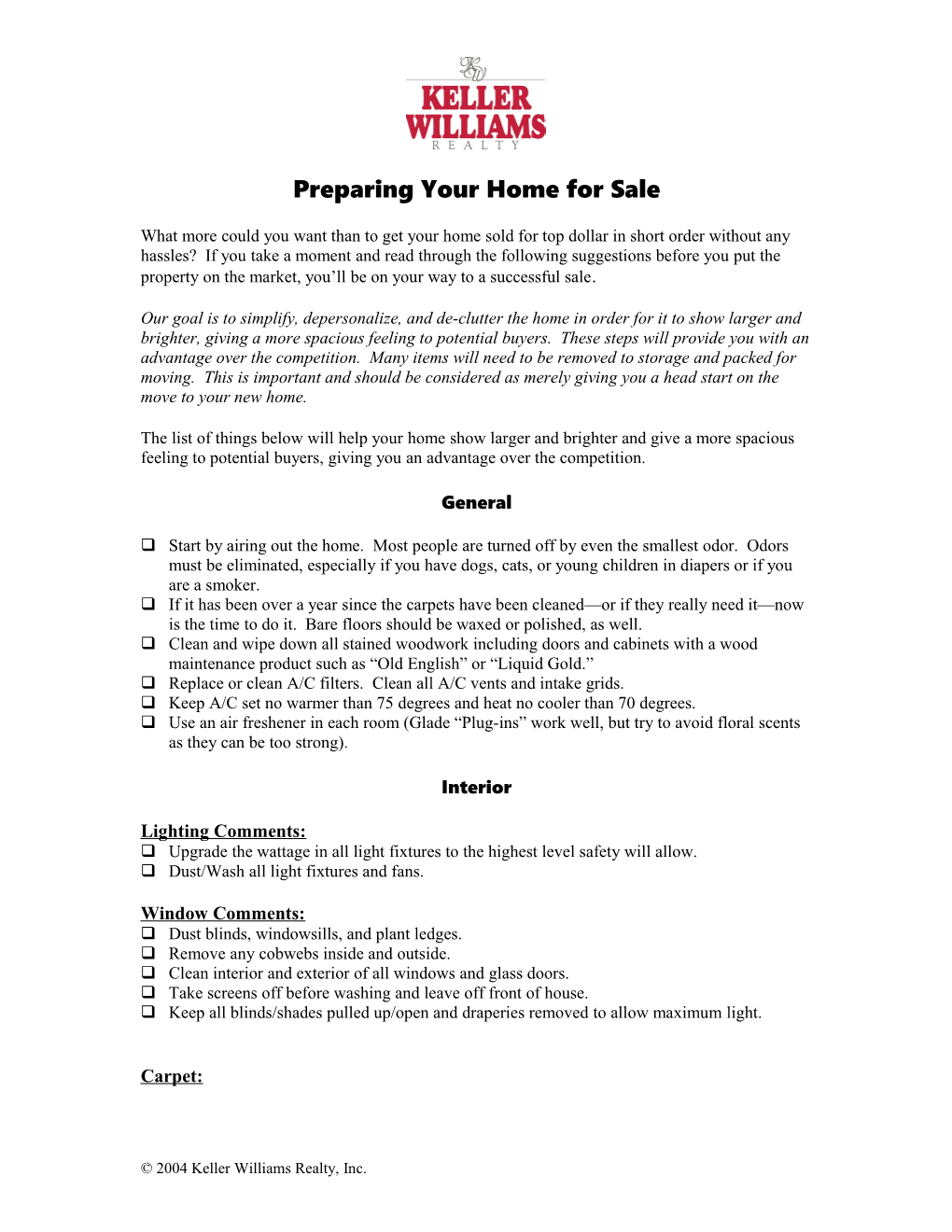 Preparing Your Home for Sale