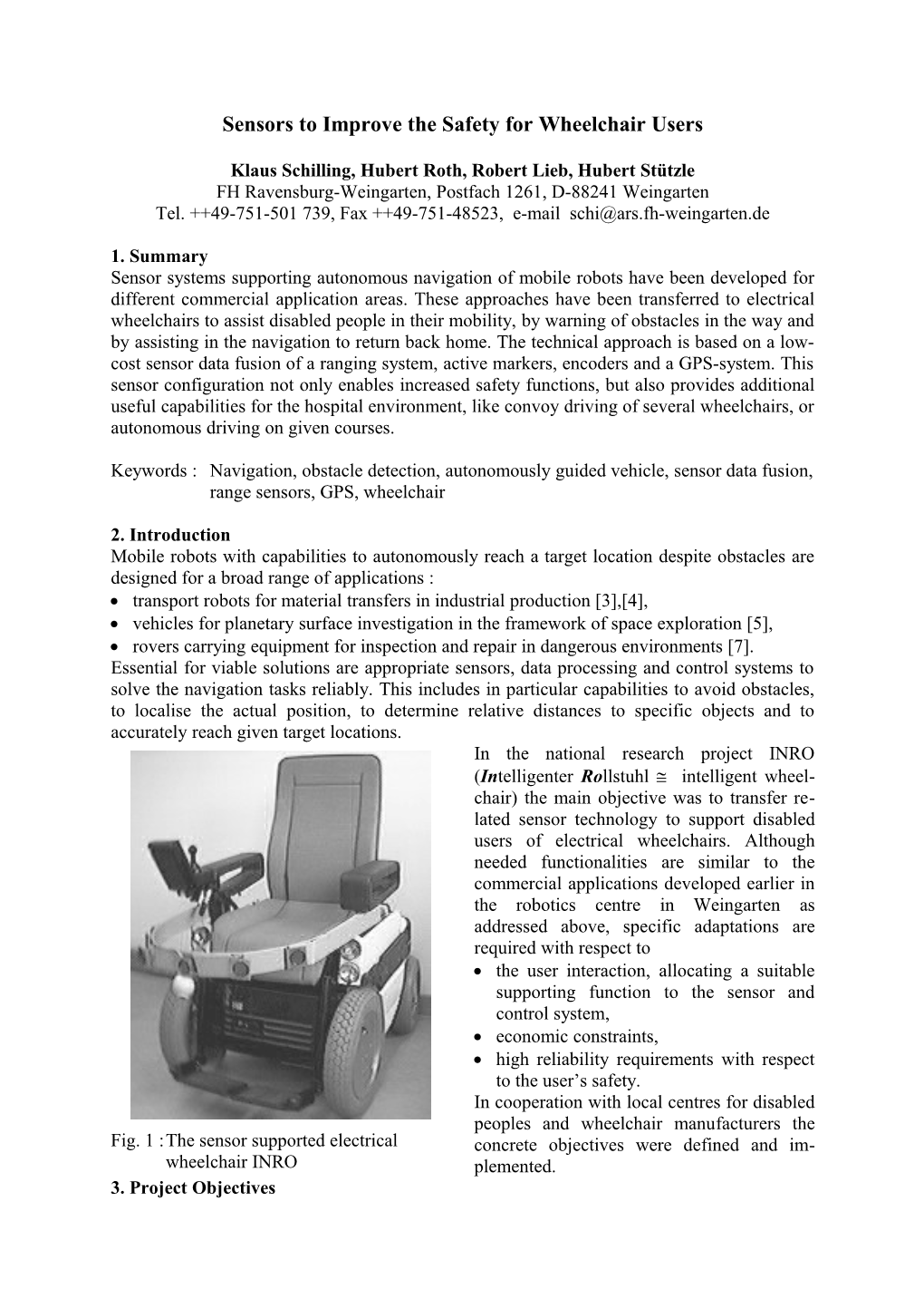 Sensors to Improve the Safety for Wheelchair Users