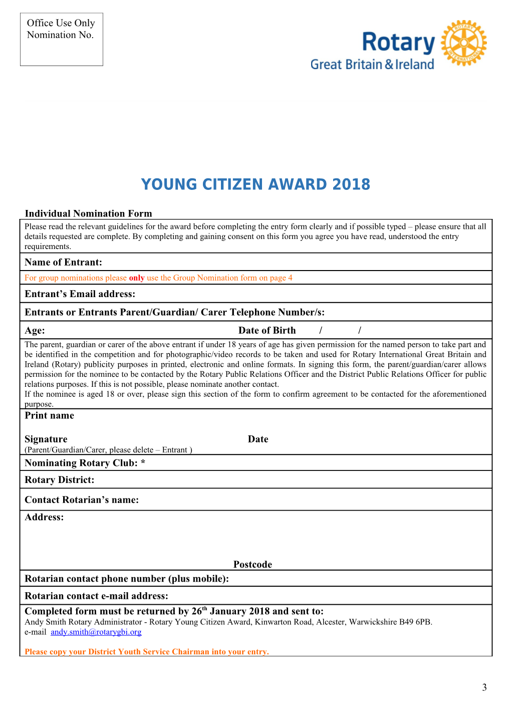 Young Citizen Award 2018