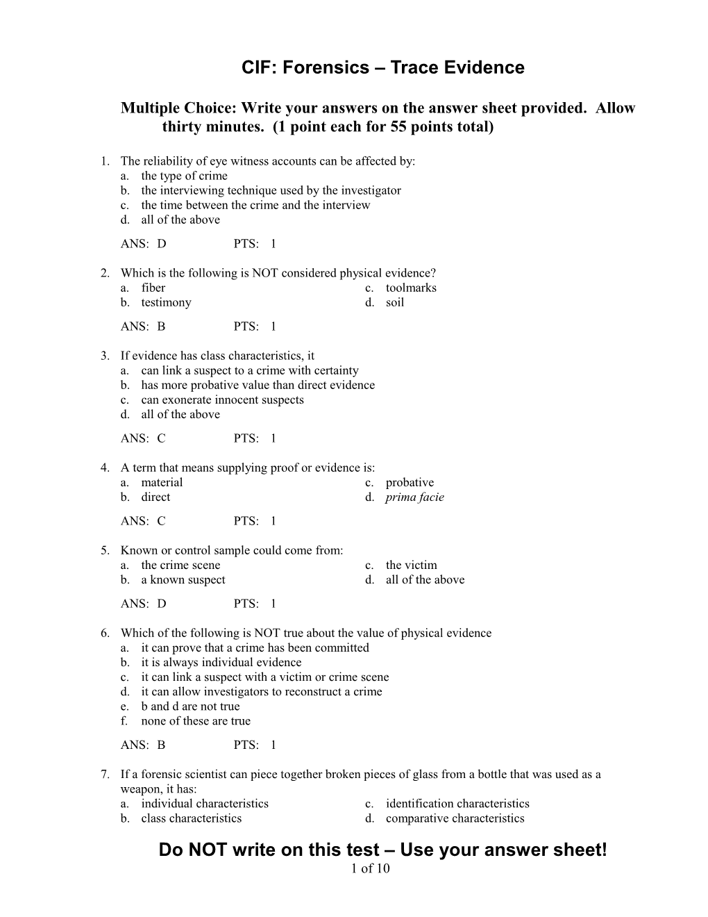 CIF: Forensics Trace Evidence