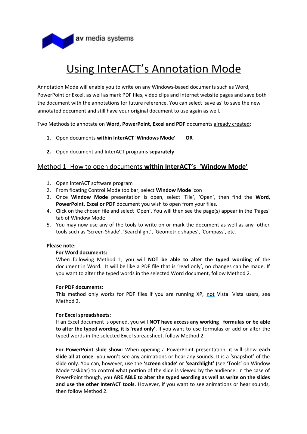 Using Interact S Annotation Mode