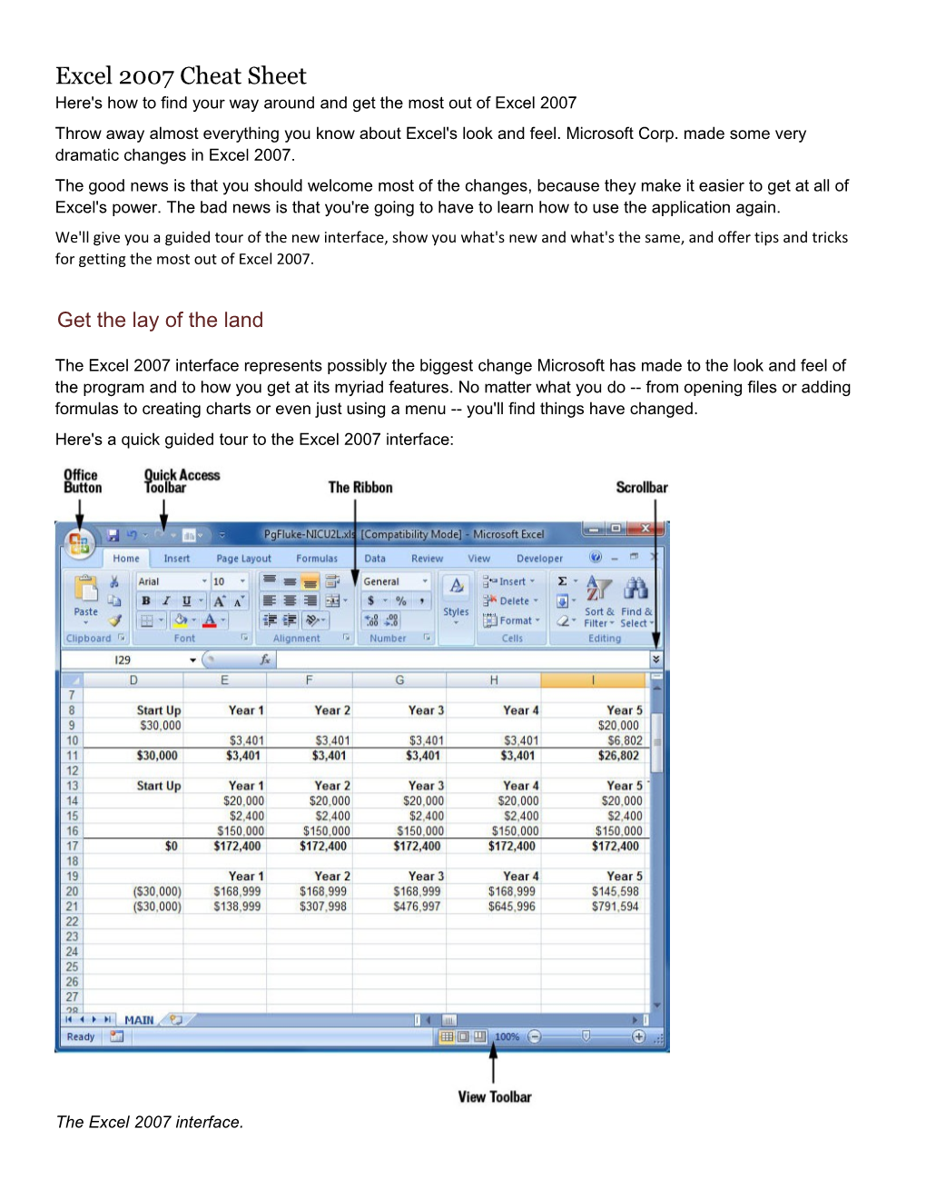 Excel 2007 Cheat Sheet