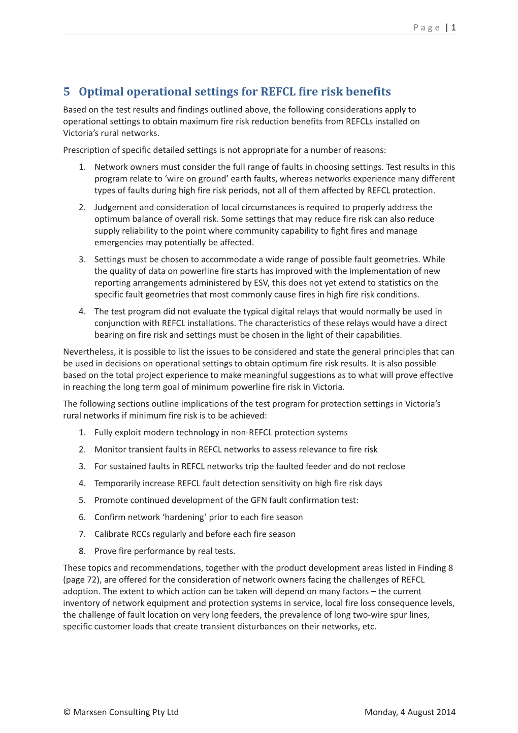 5Optimal Operational Settings for REFCL Fire Risk Benefits