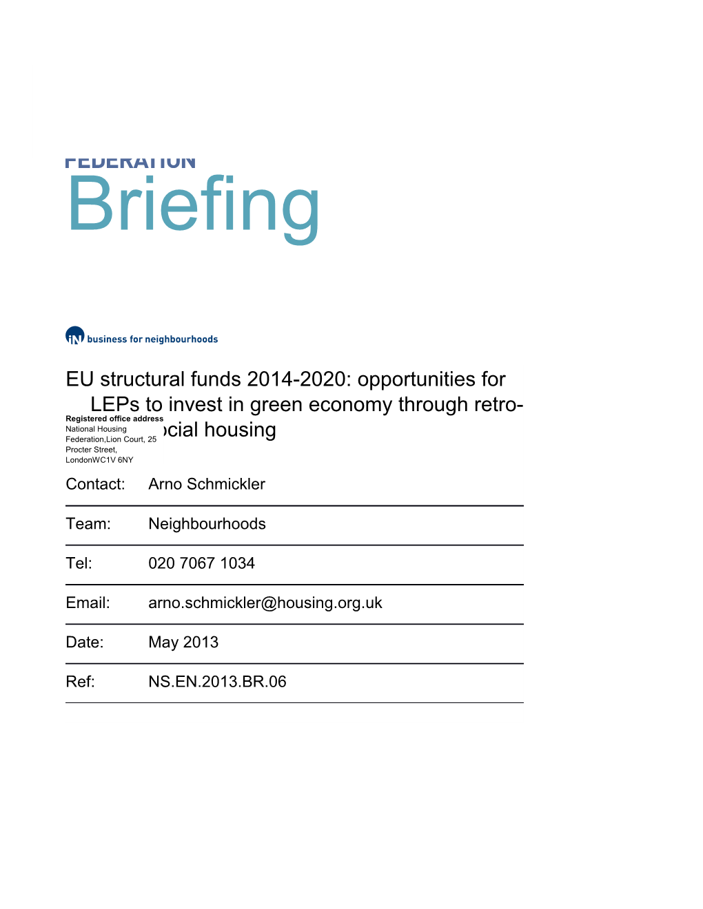 EU Structural Funds 2014-2020: Opportunities for Leps to Invest in Green Economy Through