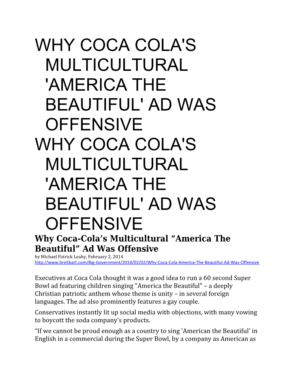 Why Coca Cola's Multicultural 'America the Beautiful' Ad Was Offensive