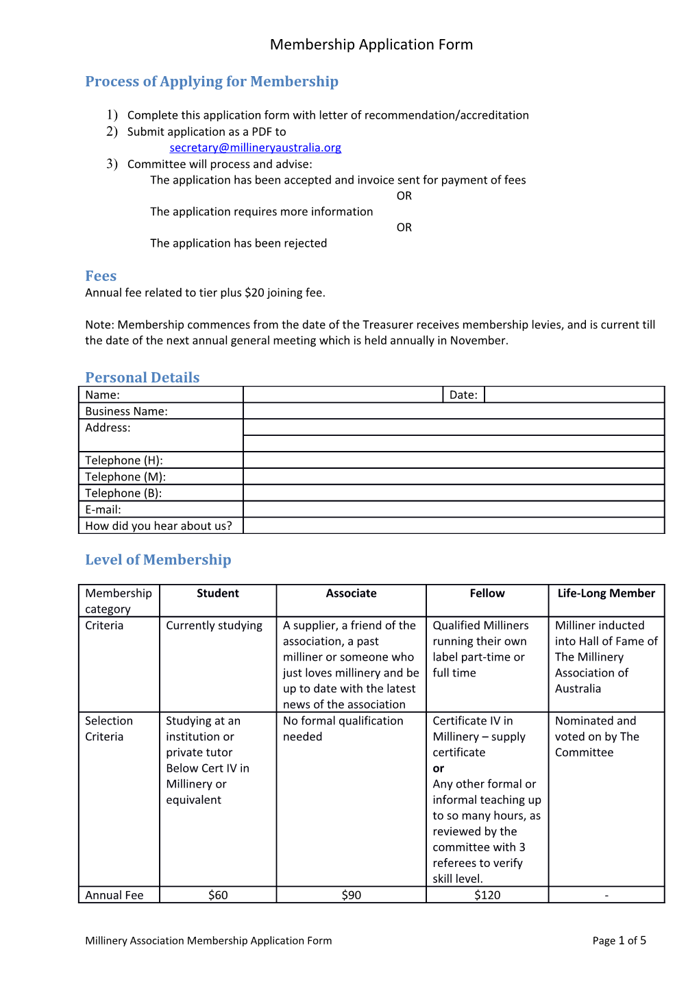 Process of Applying for Membership